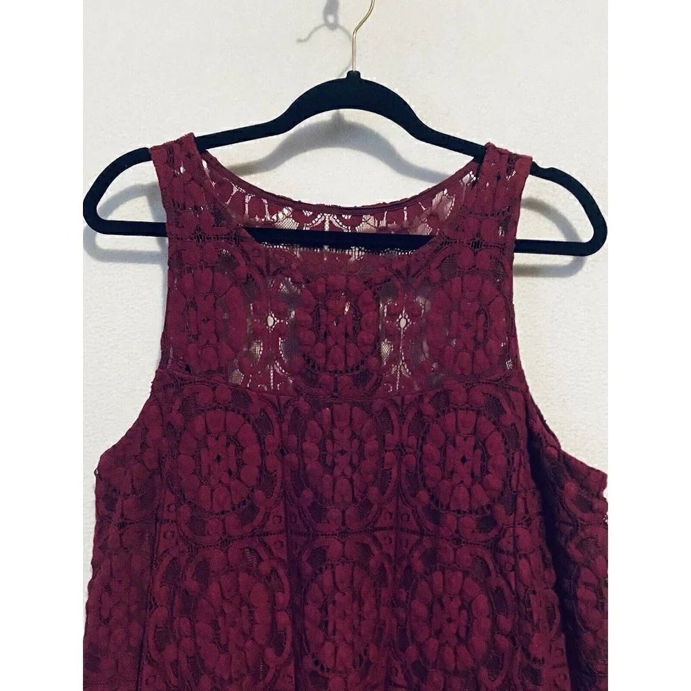 Free People Dress Womens Medium A-Line Sleeveless Crochet Lace Cut Out Back Boho